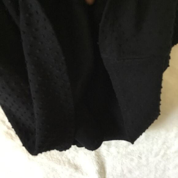 W5 Black Swiss Dot Puff Sleeve Button-Up Top - Picture 6 of 8